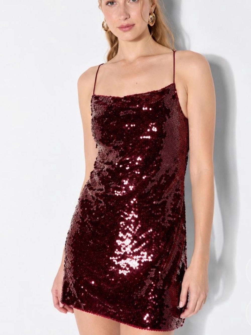 wild fable Burgundy Sequin Mini Slip Dress